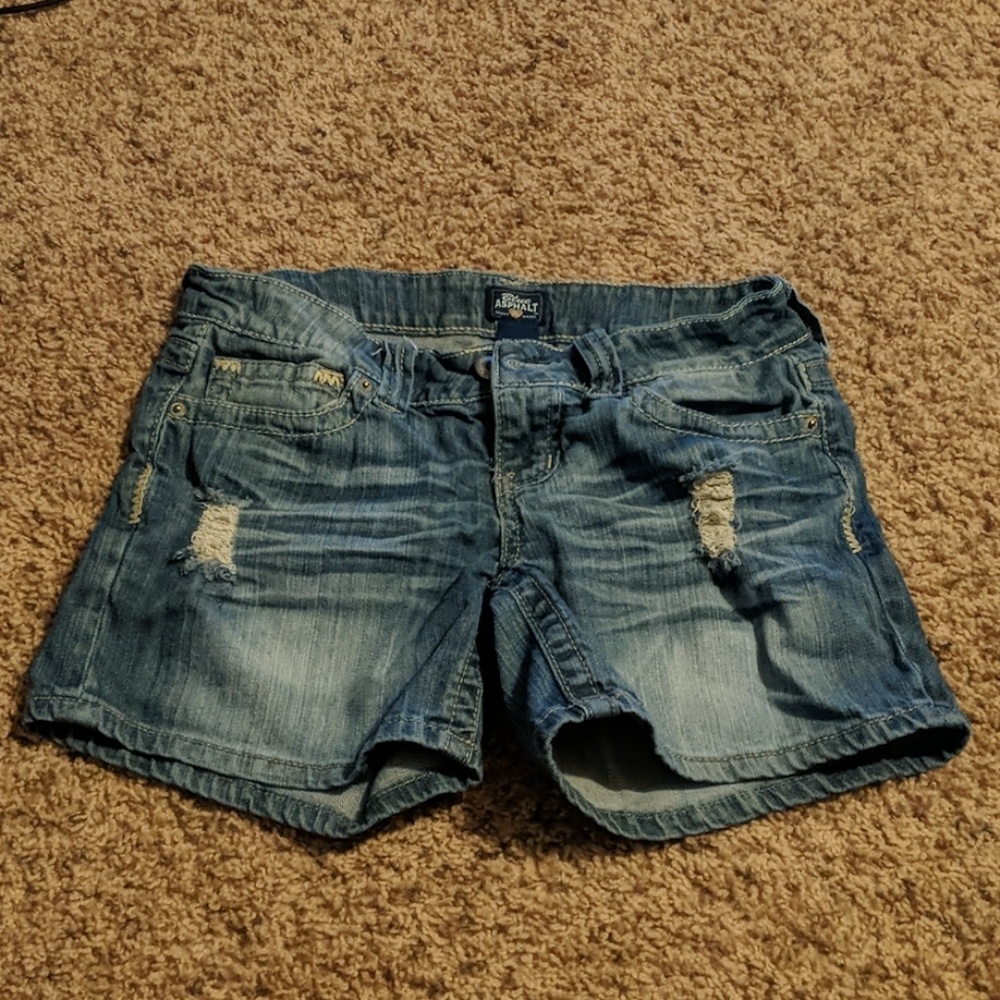 Blue Asphalt distressed shorts JUNIORS